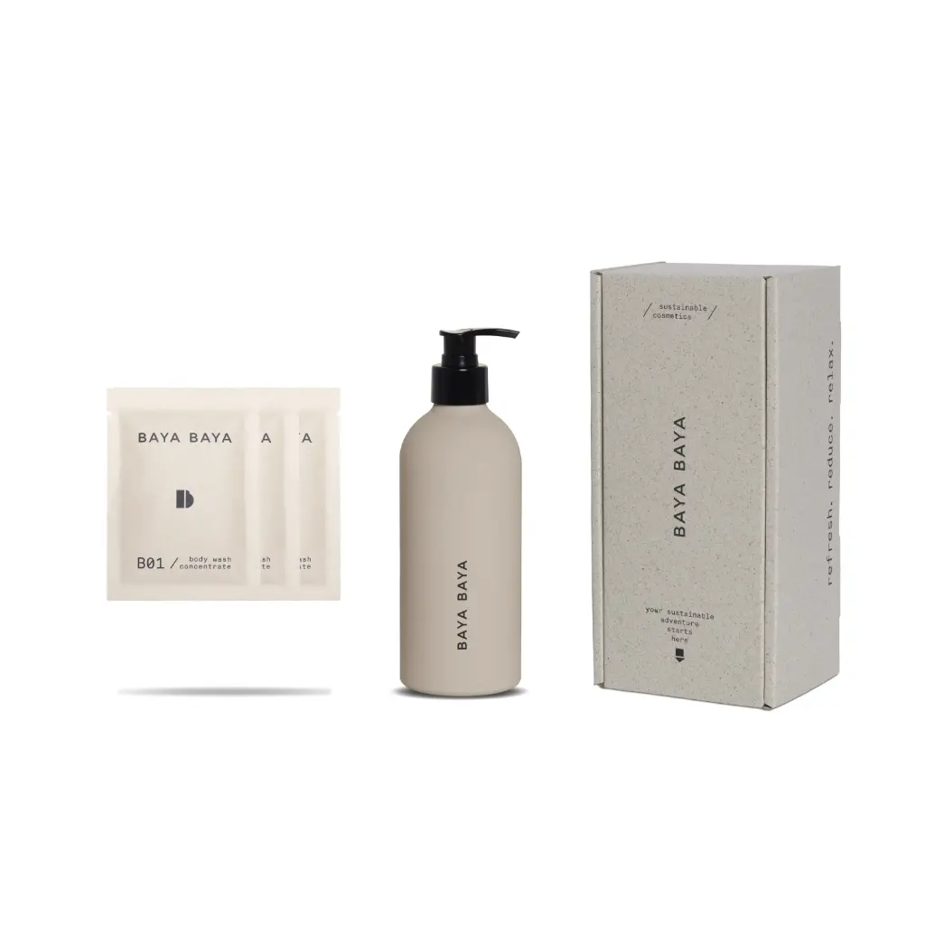 Baya Baya Bodywash Starter Kit (3 zakjes) Beige fles