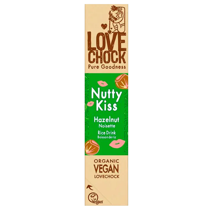 Lovechock | Nutty Kiss - Organic Vegan Chocolate (Hazelnoot Bar 40 gr.)
